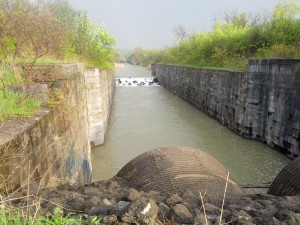 The end of the Welland Canal was a welcome site.  There were some hearstopping moments with a 30-foot sheer drop only 2 feet to our left with no barrier or warning.